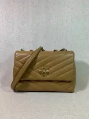 NEW Tory Burch Kira Chevron Dusty Almond Beige SMALL Convertible Shoulder Bag