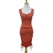 Anthropologie Sheer Mesh Cover Up Dress Womens XXS 2XS Rose Knit Column Ruched