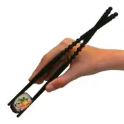 5-Pack Struggle-free Crossover Chopsticks, Easy Kids Adult Train Cheater, Black