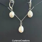 Baroque Pearl Pendant and Earring Set by CurlanceCreations