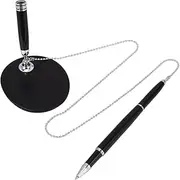 LAPYAPPE Security Ink Pen Set Desktop Pen Holder Beaded Chain for Business Office Desk Ink Refills