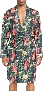 [ZZXXB] Tropical Lobsters Mens Sleepwear Robe Lightweight Nightgown Long Sleeves Spa Bathrobe with Pockets M-XL