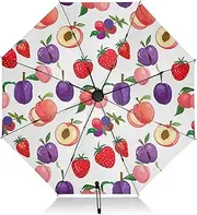 [RPLIFE] Windproof Travel Umbrella, Umbrella Small Compact, Auto Open Close, Backpack Purse Portable, Ideal for Women, Hand Drawn Style Colorful Fruits