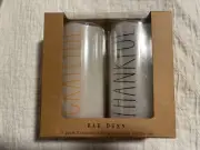 Rae Dunn 2 Pack Flameless LED Wax 6 inch Candle Set THANKFUL. GRATEFUL.