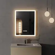 [LUVODI] Smart LED Bathroom Mirror: 400x500mm Illuminated Dimmable Wall Mounted Vanity Mirror with Anti-Fog 3 Lighting Modes Memory Function Smart Switch Backlit Makeup Mirror