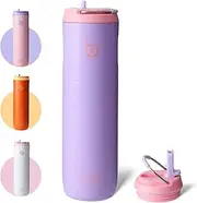 BOTTLE BOTTLE Insulated Water Bottle 24oz with Straw Lid and Handle for Sports Travel Gym Stainless Steel Water Bottles Double-Wall Vacuum Metal Thermos Bottles Leak Proof BPA-Free (Lilac)