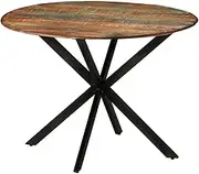 Dining Kitchen Table Solid Wood Extendable Farmhouse Set for Room Dinner, Reclaimed Steel - 110x78 cm