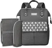 Nestron Diaper Changing Backpacks, Grey, Large, Diaper Bag