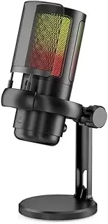 Daiilg Gaming RGB Microphone, USB PC Mic for Streaming, Podcasts, Recording, Condenser Computer Desktop Mic on for // Easy Install Easy to Use