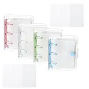 Clear 3 Ring Binder Cover, 4 Pack PVC Notebook Binder, Pink Purple White Blue