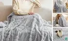Grey Throw Blanket for Couch - Leaf Textured, Thick and Warm, Super Soft Boho