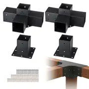 Pergola Bracket Kit 101.6 x 101.6 mm, 4pcs 4-Way Heavy Duty Corner Bracket Woodworks DIY Post Base, Easy Installation Wooden Beams for Gazebos, Patio Pergolas, Log Cabin Outdoor