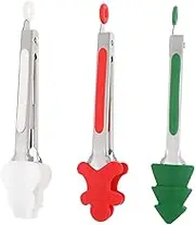 HOLIDYOYO 9 Pcs Christmas Kitchen Tongs Spaghetti Server Tongs Pasta Serving Tongs Cake Tongs Baking Tongs Kitchen Food Tongs Appetizer Tongs Fruit Tongs Bread Tongs Stainless Steel