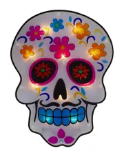 Northlight 15in Lighted Day of The Dead Sugar Skull Halloween Window Silhouette