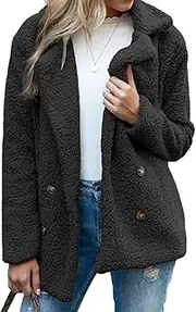 [Generic] Fleece Jackets Short Coats for Women, Plus Size Fleece Jackets for Women Lapel Fleece Sherpa Jacket, Thick Polar Fleece Jacket Womens