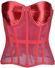 [generic] Women High End Tight Corset Bustiers With Bra Transparent Mesh Waist Girdle Shaper Vest Strapless Push Up