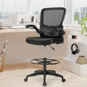 CostwayErgonomic Drafting Chair with Flip-Up Armrest