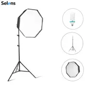 70cm Outdoor Octagon Umbrella Softbox w/ Light Stand +Bulbs For Speedlight Flash