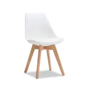 Replica Set of 2 White Natural Padded Eames Dining Side Chairs