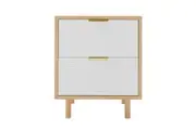 Zuriel 45cm Bedside Table with Drawers - White and Natural