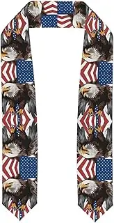 [SKKNT] Eagle With Usa Flag Print Graduation Shawl Stole For Academic Commencements Honor Sash Congratulations Gift