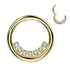 Piercing Ring Golden Line Rhinestones ( Daith, Septum)