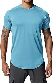 [Generic] Mens Turtle Neck Top T Shirt Sports Mesh Quick Drying Breathable Top Plus Size Cow Print Shirt