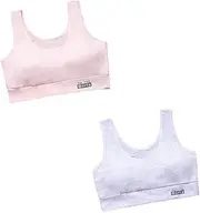 [DYZANOROKY] Bra, Kids/Girls/Girls, 2-Piece Set, Sports Bra, Underwear, Children, Juniors, 100% Cotton, Solid, Breathable, Removable Pads, Sweat Absorbent, Junior High School Students, High School