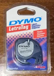 DYMO LetraTag White Plastic Label Tape Cassette 1/2" x 13ft 91331 Refill