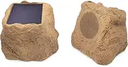 Victrola Outdoor Rock Speaker Pair - Wireless Bluetooth Speakers for Garden, Patio, Built for All Seasons & Solar Powered with Rechargeable Battery, Music Streaming - Sand