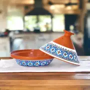 Handmade, Hand-painted Turquoise Supreme Ceramic 10" Tagine Pot