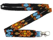 Handmade beaded Turtle design Black OrangeI-26-SB-5 Lanyard