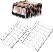 2 Pack Acrylic Makeup Eyeshadow Palette Organizer, 7-Slot Display Case,Cosmetic Display Storage Holder for Eyeshadow Palette, CD, Phone Case, Facial Mask, Clear Cosmetic Organizer (S+L)