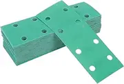 X AUTOHAUX 50 Pcs Sanding Discs Wet Dry Waterproof Hook & Loop Sandpaper for Woodworking, Automotive Refinishing 7.80"x2.76" 8 Hole 500 Grit Green White Corundum