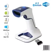 1D Wireless Bluetooth Barcode Scanner: 3-in-1 with Stand, USB BarCode Reader