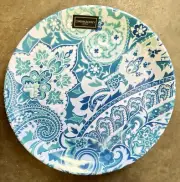 Cynthia Rowley Blue Paisley Jacobean Floral MELAMINE Dinner Plates Set Of 4