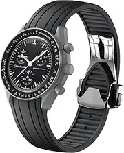 [REBANDACE] Strap for Omega x Swatch MoonSwatch Watch 20mm,Folding Buckle Matte Finish Strap Compatible Omega Swatch Moonswatch Speedmaster,Curved No Gap Replacement Strap fo Swatch Omega Men Women