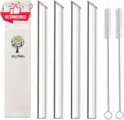 4 Glass Boba Straws 14mm, Extra Wide Clear Straws for Smoothies & Bubble Tea
