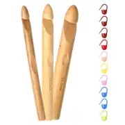 3 Pcs Large Crochet Hooks 15/20/25mm Wooden Crochet Hook Set with 10 Pcs Mark...