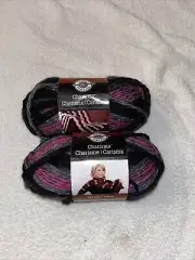 New 2 Skeins Loops & Threads Charisma Yarn 3.5oz 109 yds # 31 Black Raspberry