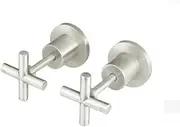 Meir Round Cross Handle Wall Top Assemblies | Classic Cross Design, Solid Brass, Jumper Valve Connection, Long Spindle for Precision | Bathroom, Kitchen, Laundry Tapware Upgrade in Brushed Nickel