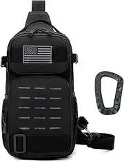 Ousawig Tactical Small Sling Backpack Chest Shoulder Bag Molle Daypack with USB Charging for Men Cycling Hiking Camping
