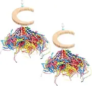 BUGUUYO 2pcs Swing Parrot Hanging Parrot Swing Small Parakeets Plush Parakeet Bird Foraging Bird Perch Plaything Cockatiel Perch Wooden