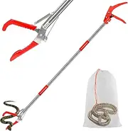 Incycall Upgraded 50" Snake Grabber Tool with Lock, Stainless Steel Snake Tongs, Foldable Long Reach Snake Catcher with Non-Slip Grip and Wide Jaw