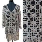 NWT Chico's Travelers Silver Dove Gray Ribbon Open Knit Soutache Jacket 1 M $149