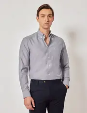 Hawes & Curtis Grey Oxford Shirt | Button Down Collar Size: Large