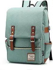 Unisex Professional Slim Business Laptop Backpack Feskin Fashion Casual Durable Travel Rucksack Daypack (Waterproof Dustproof) with Tear Resistant Design for Macbook Tablet - Light Green