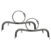 2Pcs Metal Purse Frame, 9" Arch Kiss Lock Clasp Frame Embossed(Grey)