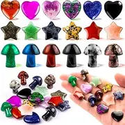18 Pieces Worry Stones, Healing Stones Star Mushroom Heart Shape Crystal for Anxiety Relief
