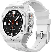 FKMBD Luxury Modification Kit for Samsung Galaxy Watch Ultra 47mm Stainless Steel Case Silicone Strap for Ultra 47mm DIY Accessorie Watchbands